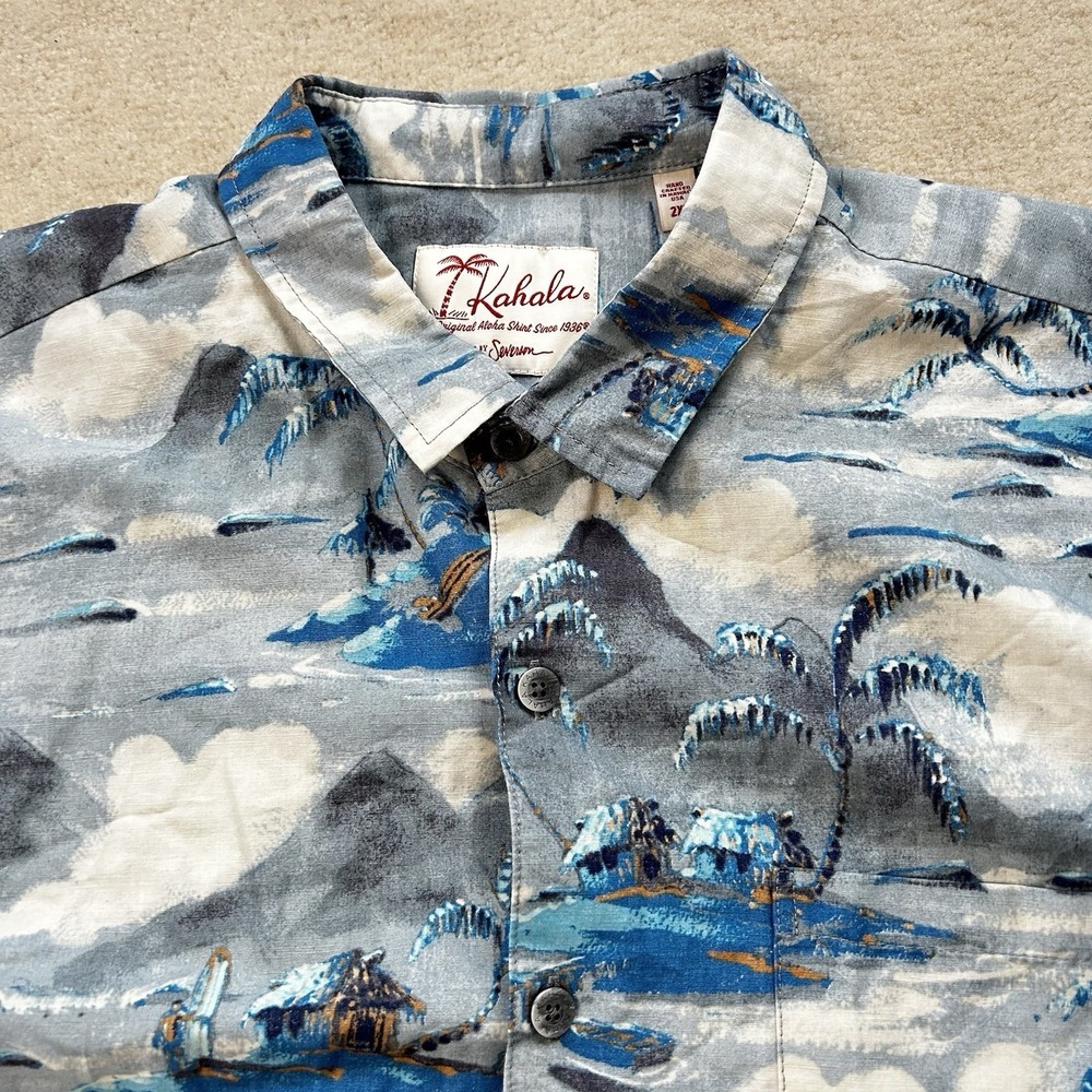 Kahala John Severson Hawaiian Art Shirt Men XXL Tropical Surf Button Up